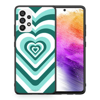 Thumbnail for Θήκη Samsung A73 5G Green Hearts από τη Smartfits με σχέδιο στο πίσω μέρος και μαύρο περίβλημα | Samsung A73 5G Green Hearts case with colorful back and black bezels
