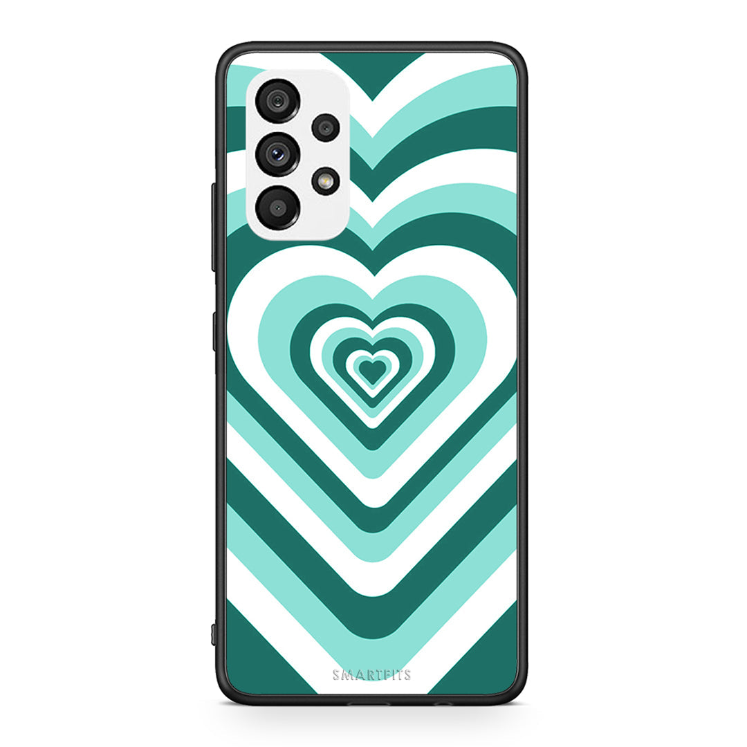 Samsung A73 5G Green Hearts θήκη από τη Smartfits με σχέδιο στο πίσω μέρος και μαύρο περίβλημα | Smartphone case with colorful back and black bezels by Smartfits