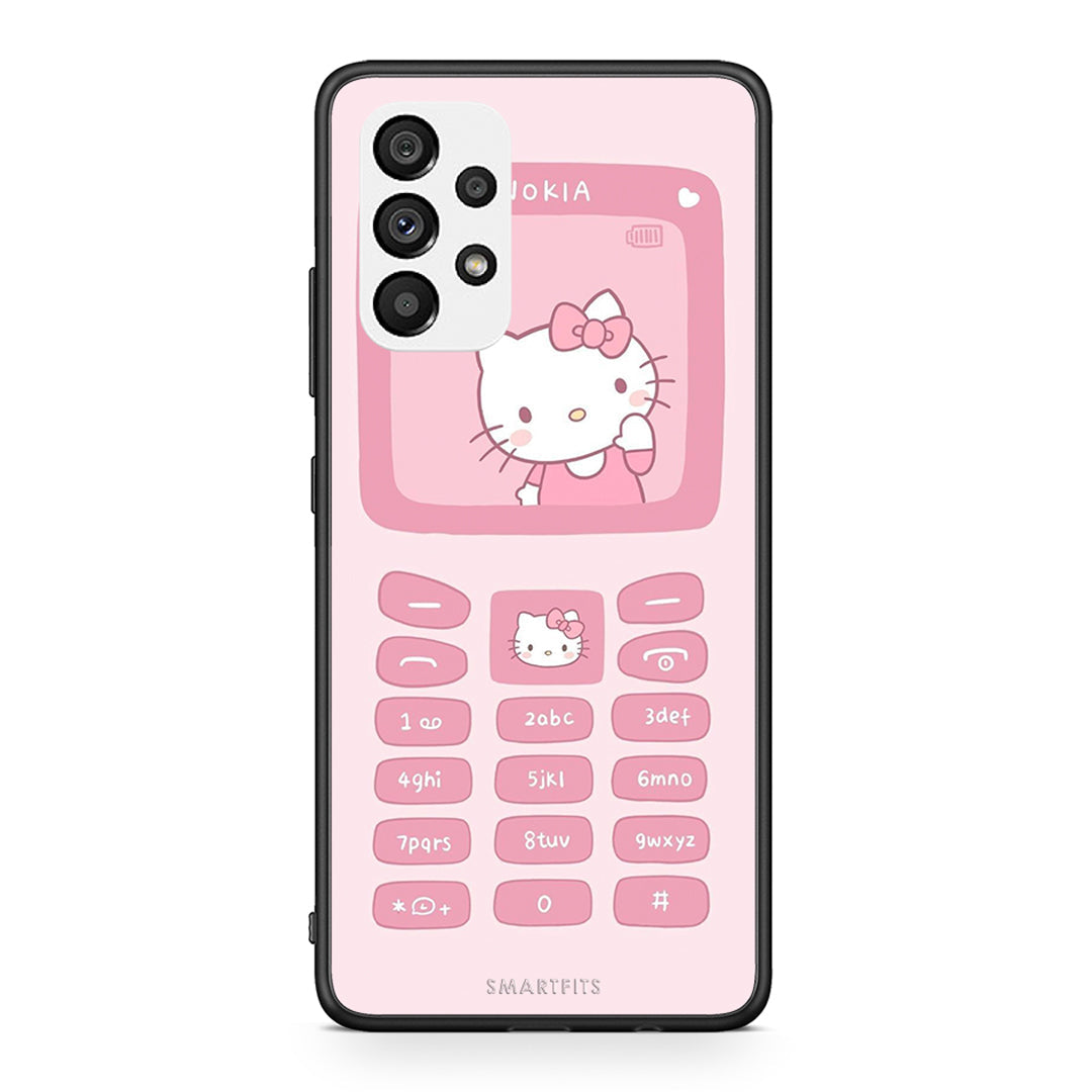 Samsung A73 5G Hello Kitten Θήκη Αγίου Βαλεντίνου από τη Smartfits με σχέδιο στο πίσω μέρος και μαύρο περίβλημα | Smartphone case with colorful back and black bezels by Smartfits