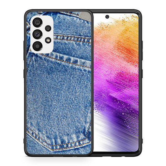 Θήκη Samsung A73 5G Jeans Pocket από τη Smartfits με σχέδιο στο πίσω μέρος και μαύρο περίβλημα | Samsung A73 5G Jeans Pocket case with colorful back and black bezels