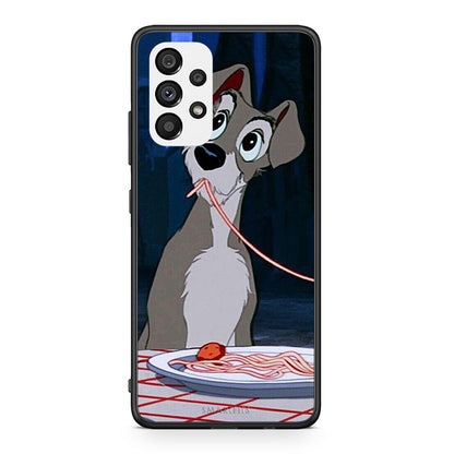 Samsung A73 5G Lady And Tramp 1 Θήκη Αγίου Βαλεντίνου από τη Smartfits με σχέδιο στο πίσω μέρος και μαύρο περίβλημα | Smartphone case with colorful back and black bezels by Smartfits