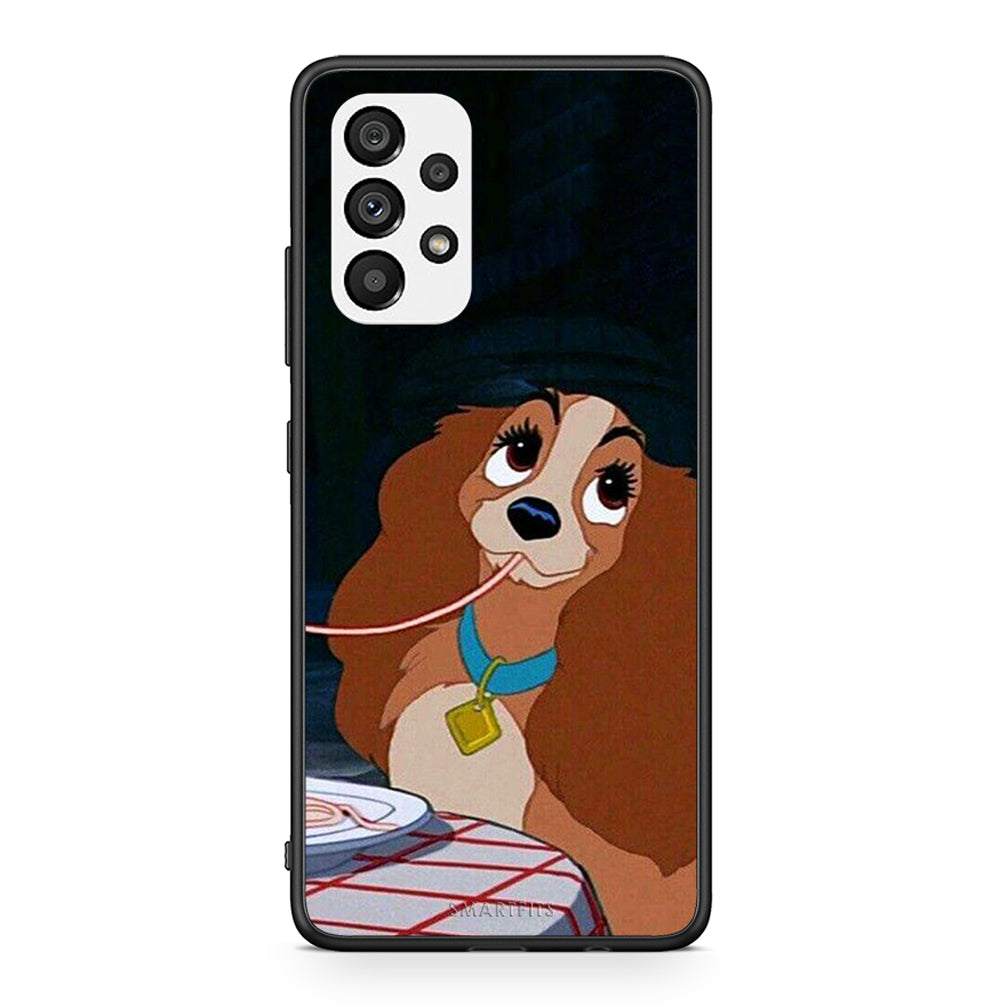 Samsung A73 5G Lady And Tramp 2 Θήκη Αγίου Βαλεντίνου από τη Smartfits με σχέδιο στο πίσω μέρος και μαύρο περίβλημα | Smartphone case with colorful back and black bezels by Smartfits