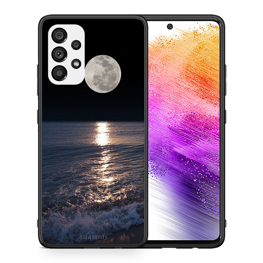 Θήκη Samsung A73 5G Moon Landscape από τη Smartfits με σχέδιο στο πίσω μέρος και μαύρο περίβλημα | Samsung A73 5G Moon Landscape case with colorful back and black bezels