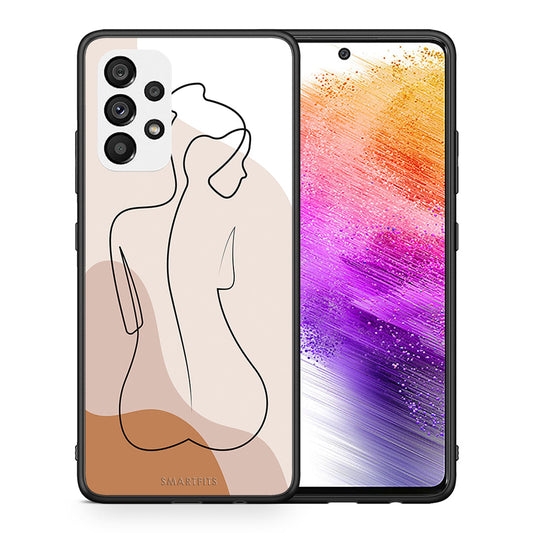 Θήκη Samsung A73 5G LineArt Woman από τη Smartfits με σχέδιο στο πίσω μέρος και μαύρο περίβλημα | Samsung A73 5G LineArt Woman case with colorful back and black bezels
