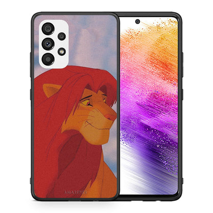 Θήκη Αγίου Βαλεντίνου Samsung A73 5G Lion Love 1 από τη Smartfits με σχέδιο στο πίσω μέρος και μαύρο περίβλημα | Samsung A73 5G Lion Love 1 case with colorful back and black bezels