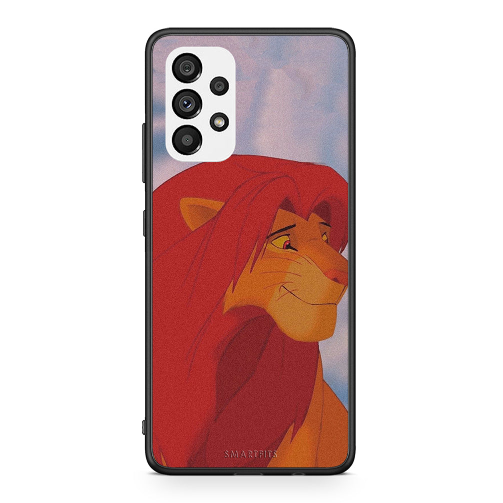 Samsung A73 5G Lion Love 1 Θήκη Αγίου Βαλεντίνου από τη Smartfits με σχέδιο στο πίσω μέρος και μαύρο περίβλημα | Smartphone case with colorful back and black bezels by Smartfits