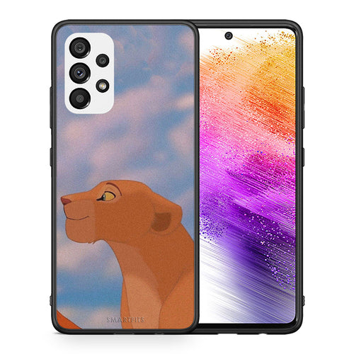 Θήκη Αγίου Βαλεντίνου Samsung A73 5G Lion Love 2 από τη Smartfits με σχέδιο στο πίσω μέρος και μαύρο περίβλημα | Samsung A73 5G Lion Love 2 case with colorful back and black bezels