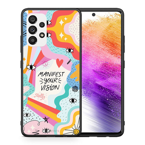 Θήκη Samsung A73 5G Manifest Your Vision από τη Smartfits με σχέδιο στο πίσω μέρος και μαύρο περίβλημα | Samsung A73 5G Manifest Your Vision case with colorful back and black bezels