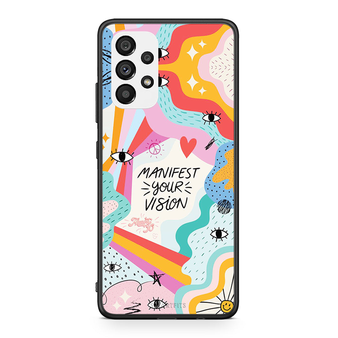 Samsung A73 5G Manifest Your Vision θήκη από τη Smartfits με σχέδιο στο πίσω μέρος και μαύρο περίβλημα | Smartphone case with colorful back and black bezels by Smartfits