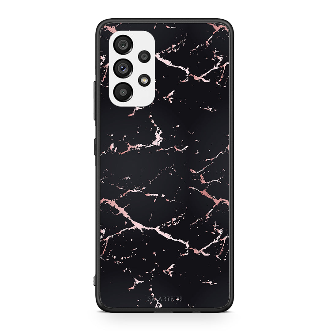 4 - Samsung A73 5G Black Rosegold Marble case, cover, bumper