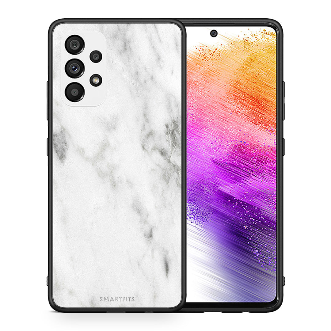 Θήκη Samsung A73 5G White Marble από τη Smartfits με σχέδιο στο πίσω μέρος και μαύρο περίβλημα | Samsung A73 5G White Marble case with colorful back and black bezels