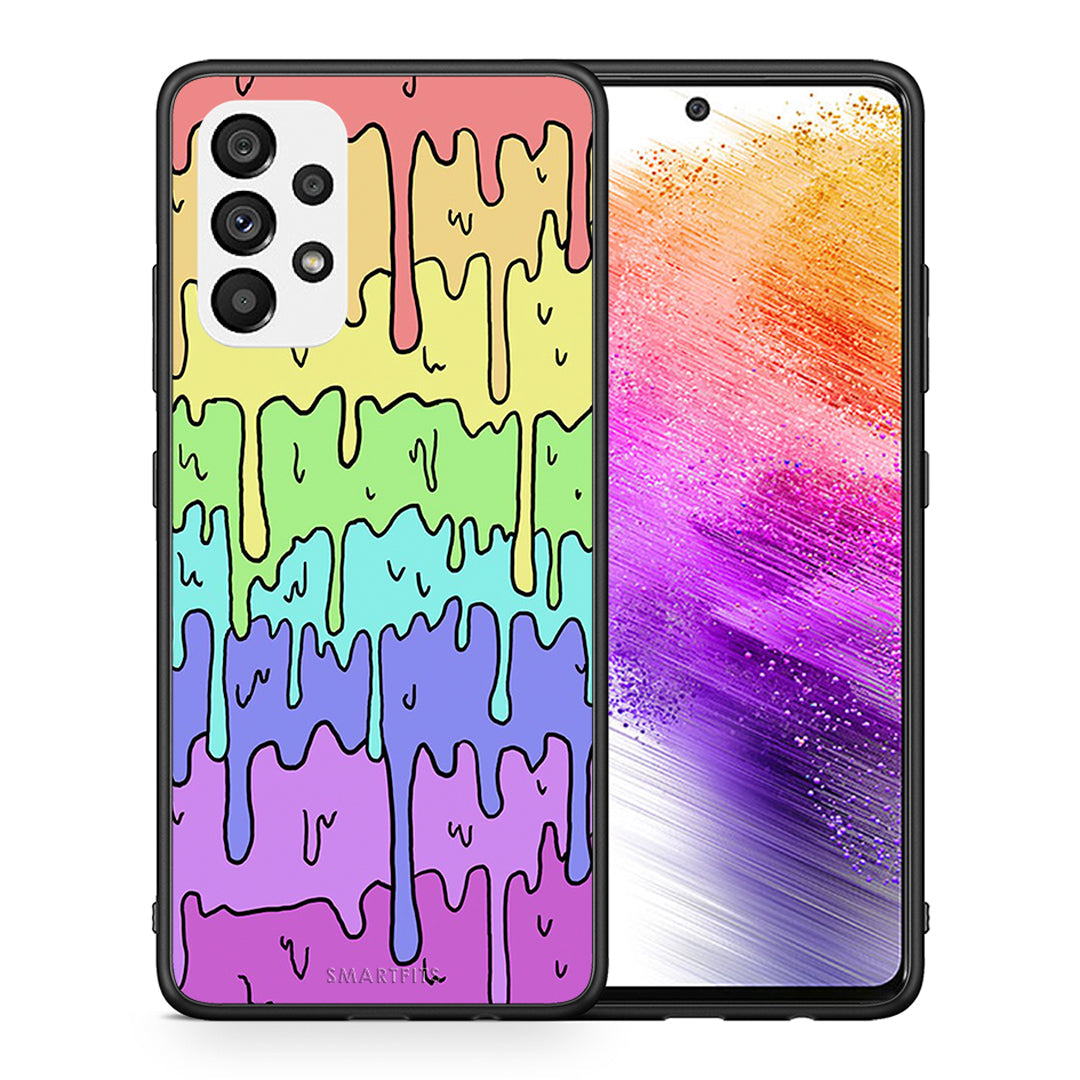 Θήκη Samsung A73 5G Melting Rainbow από τη Smartfits με σχέδιο στο πίσω μέρος και μαύρο περίβλημα | Samsung A73 5G Melting Rainbow case with colorful back and black bezels