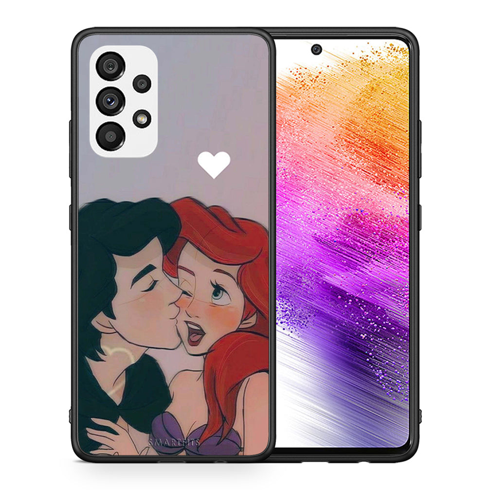Θήκη Αγίου Βαλεντίνου Samsung A73 5G Mermaid Love από τη Smartfits με σχέδιο στο πίσω μέρος και μαύρο περίβλημα | Samsung A73 5G Mermaid Love case with colorful back and black bezels