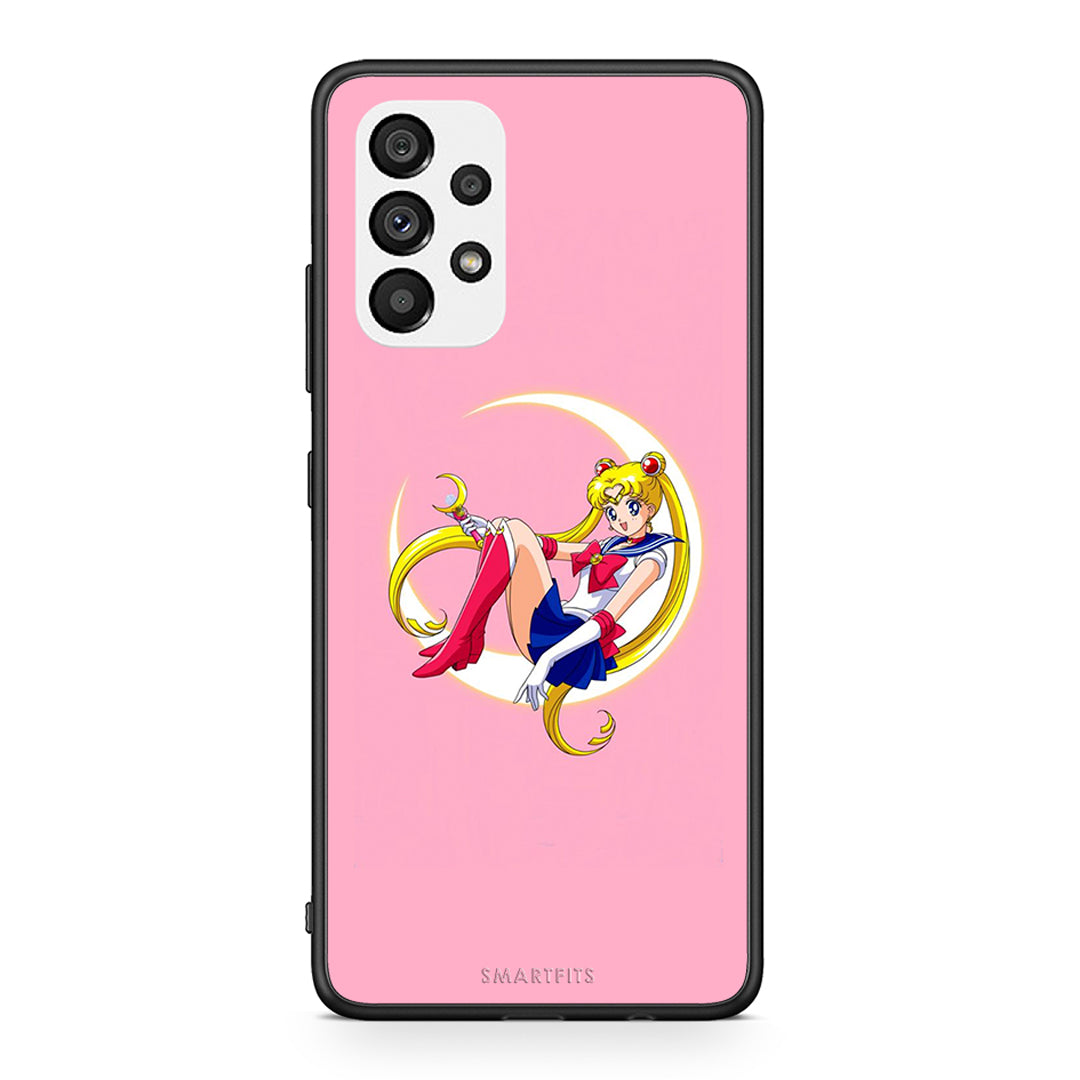 Samsung A73 5G Moon Girl θήκη από τη Smartfits με σχέδιο στο πίσω μέρος και μαύρο περίβλημα | Smartphone case with colorful back and black bezels by Smartfits