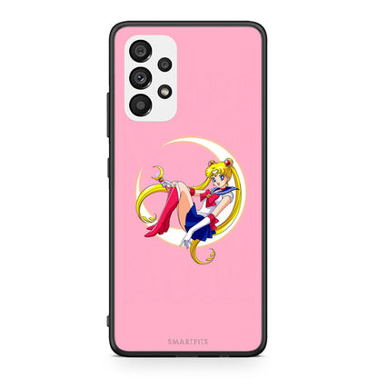 Samsung A73 5G Moon Girl θήκη από τη Smartfits με σχέδιο στο πίσω μέρος και μαύρο περίβλημα | Smartphone case with colorful back and black bezels by Smartfits