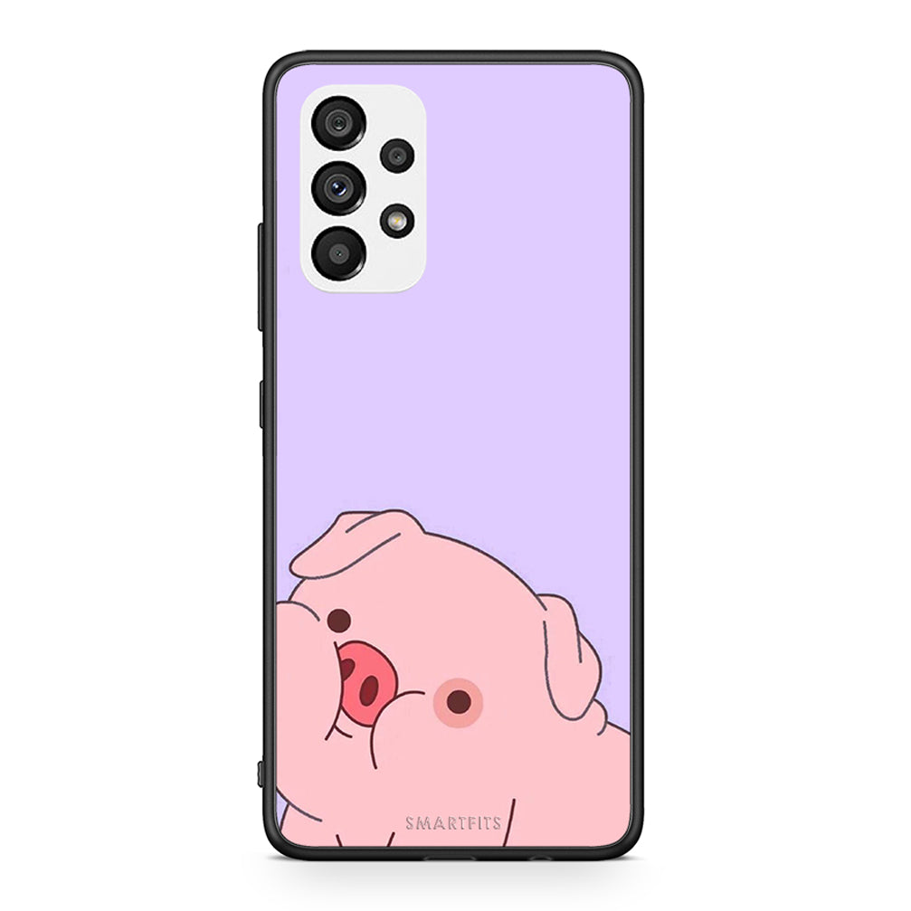 Samsung A73 5G Pig Love 2 Θήκη Αγίου Βαλεντίνου από τη Smartfits με σχέδιο στο πίσω μέρος και μαύρο περίβλημα | Smartphone case with colorful back and black bezels by Smartfits