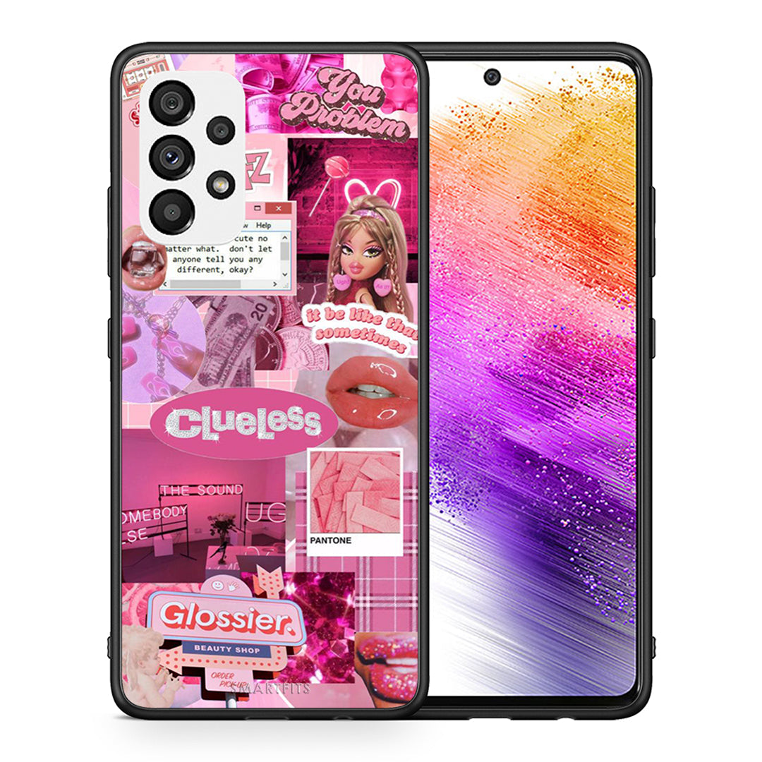 Θήκη Αγίου Βαλεντίνου Samsung A73 5G Pink Love από τη Smartfits με σχέδιο στο πίσω μέρος και μαύρο περίβλημα | Samsung A73 5G Pink Love case with colorful back and black bezels