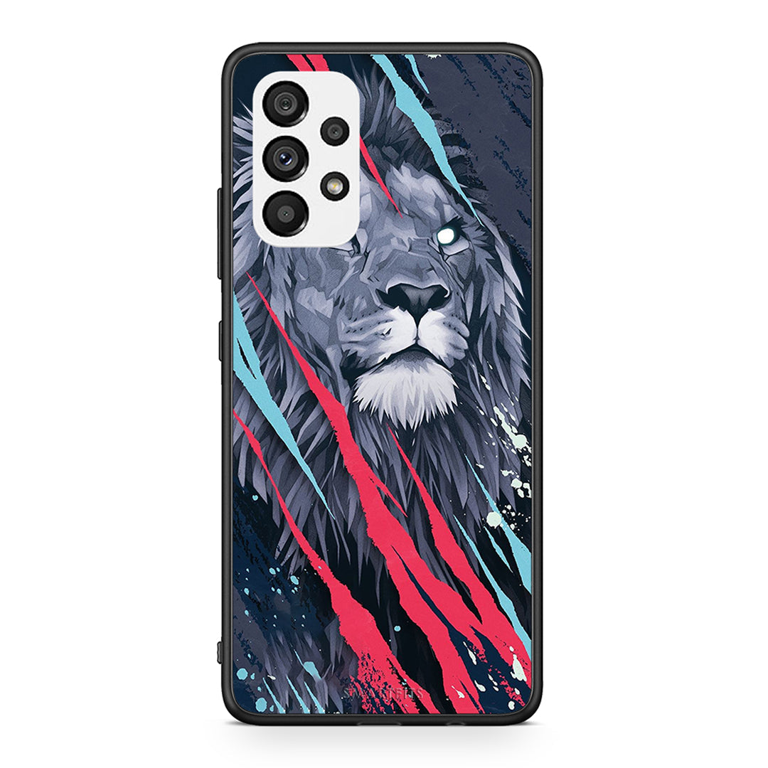 4 - Samsung A73 5G Lion Designer PopArt case, cover, bumper