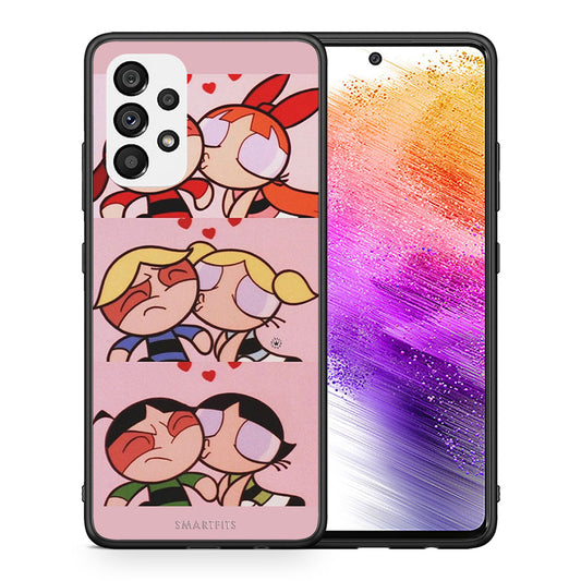 Θήκη Αγίου Βαλεντίνου Samsung A73 5G Puff Love από τη Smartfits με σχέδιο στο πίσω μέρος και μαύρο περίβλημα | Samsung A73 5G Puff Love case with colorful back and black bezels