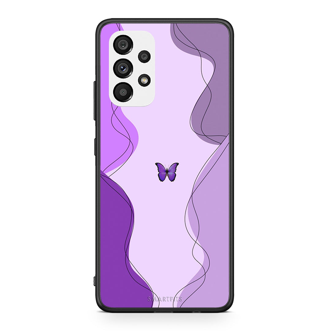 Samsung A73 5G Purple Mariposa Θήκη Αγίου Βαλεντίνου από τη Smartfits με σχέδιο στο πίσω μέρος και μαύρο περίβλημα | Smartphone case with colorful back and black bezels by Smartfits