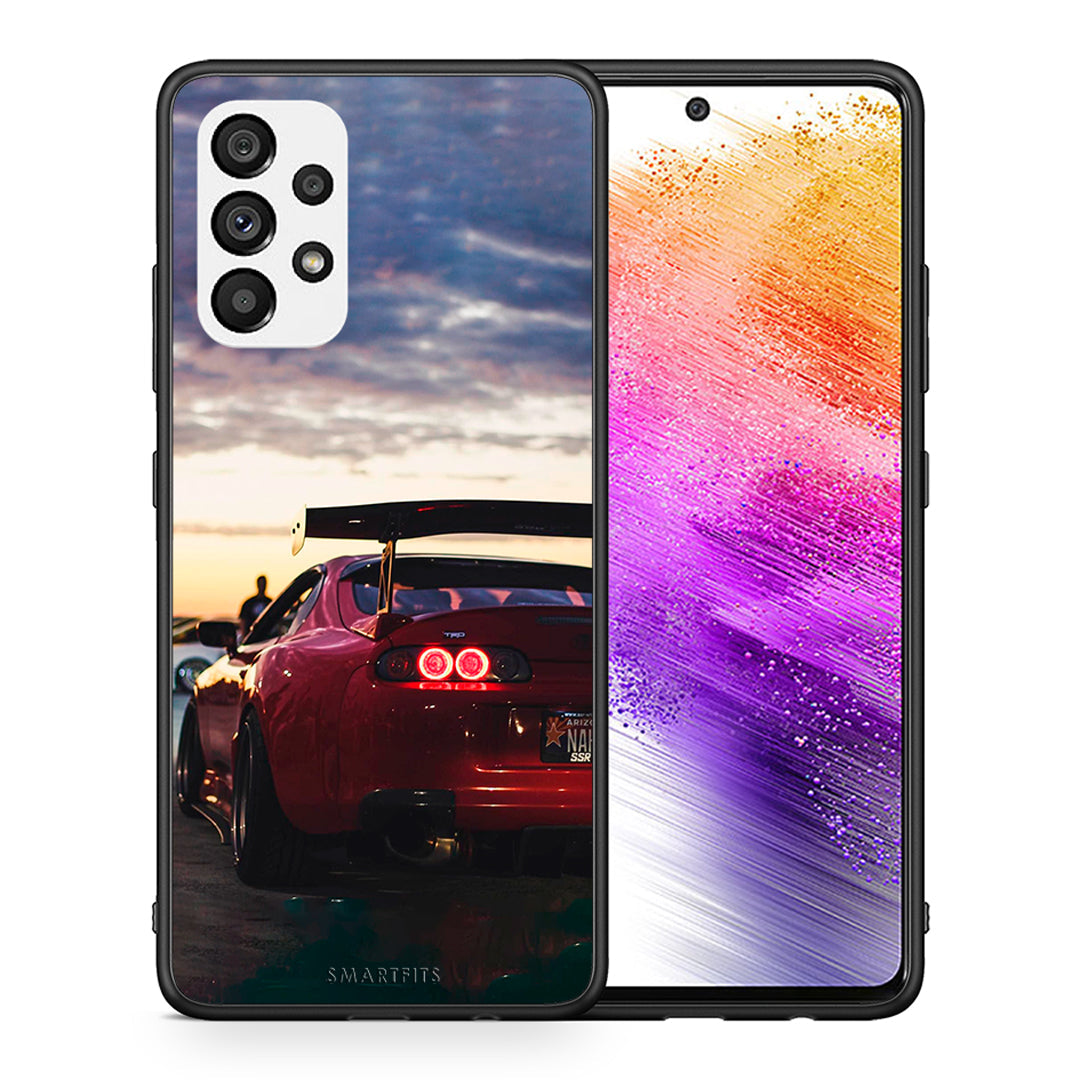 Θήκη Samsung A73 5G Racing Supra από τη Smartfits με σχέδιο στο πίσω μέρος και μαύρο περίβλημα | Samsung A73 5G Racing Supra case with colorful back and black bezels