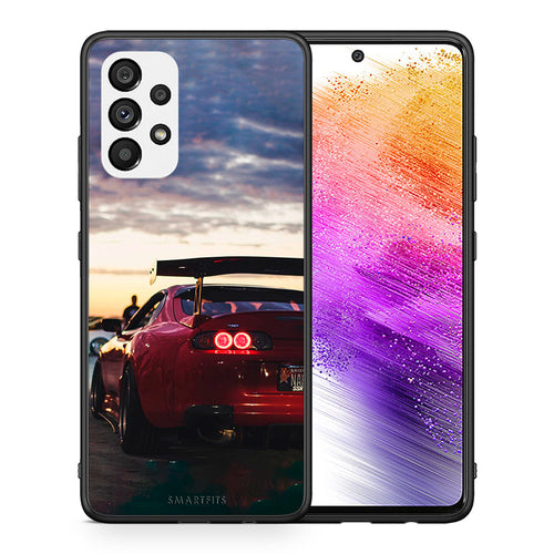Θήκη Samsung A73 5G Racing Supra από τη Smartfits με σχέδιο στο πίσω μέρος και μαύρο περίβλημα | Samsung A73 5G Racing Supra case with colorful back and black bezels