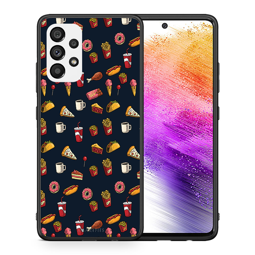 Θήκη Samsung A73 5G Hungry Random από τη Smartfits με σχέδιο στο πίσω μέρος και μαύρο περίβλημα | Samsung A73 5G Hungry Random case with colorful back and black bezels