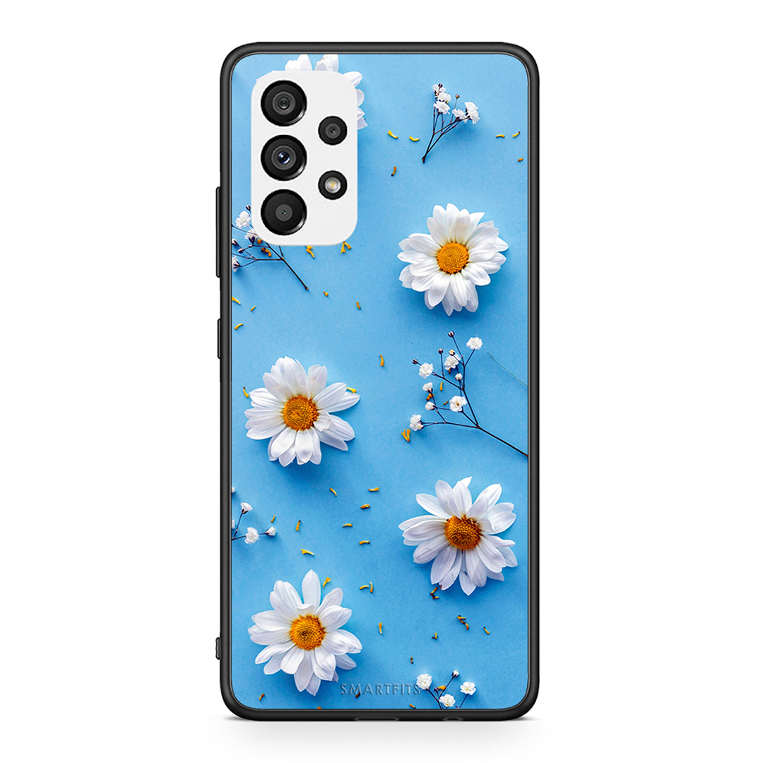 Samsung A73 5G Real Daisies θήκη από τη Smartfits με σχέδιο στο πίσω μέρος και μαύρο περίβλημα | Smartphone case with colorful back and black bezels by Smartfits