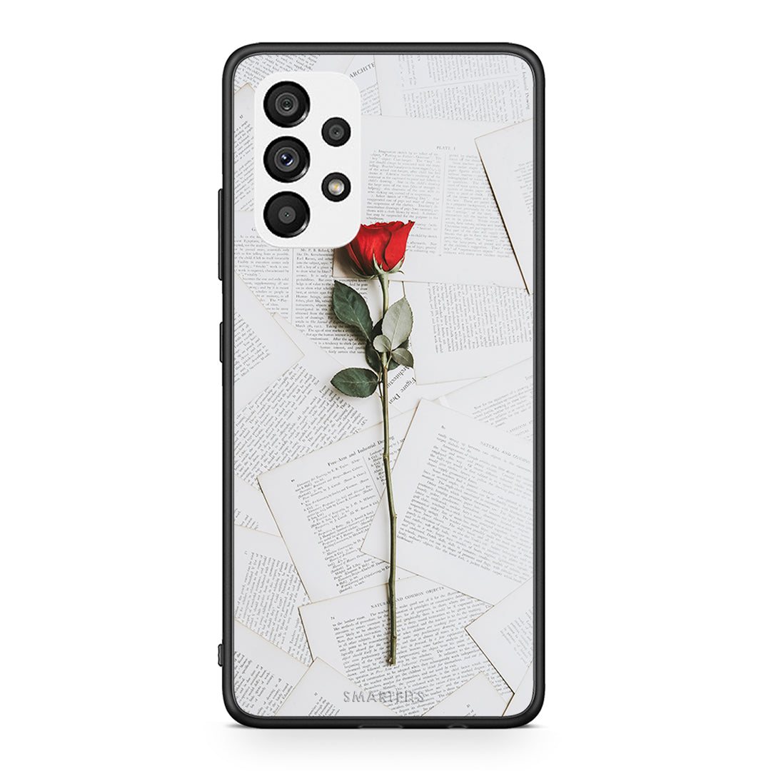 Samsung A73 5G Red Rose θήκη από τη Smartfits με σχέδιο στο πίσω μέρος και μαύρο περίβλημα | Smartphone case with colorful back and black bezels by Smartfits