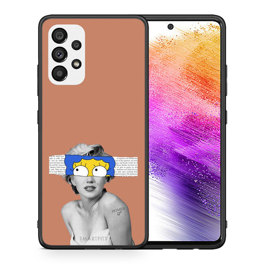 Θήκη Samsung A73 5G Sim Merilyn από τη Smartfits με σχέδιο στο πίσω μέρος και μαύρο περίβλημα | Samsung A73 5G Sim Merilyn case with colorful back and black bezels