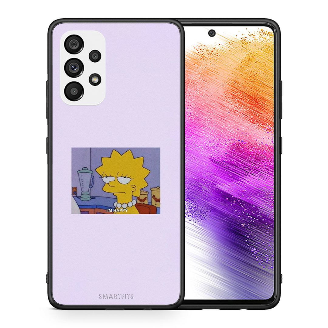 Θήκη Samsung A73 5G So Happy από τη Smartfits με σχέδιο στο πίσω μέρος και μαύρο περίβλημα | Samsung A73 5G So Happy case with colorful back and black bezels