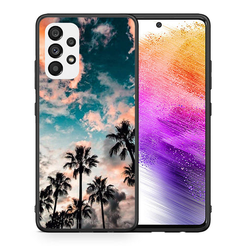 Θήκη Samsung A73 5G Sky Summer από τη Smartfits με σχέδιο στο πίσω μέρος και μαύρο περίβλημα | Samsung A73 5G Sky Summer case with colorful back and black bezels