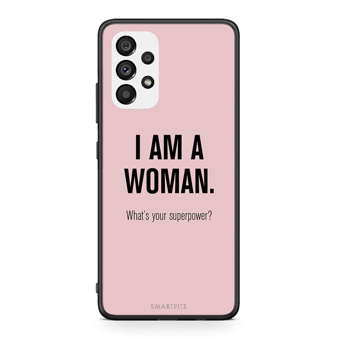 Samsung A73 5G Superpower Woman θήκη από τη Smartfits με σχέδιο στο πίσω μέρος και μαύρο περίβλημα | Smartphone case with colorful back and black bezels by Smartfits