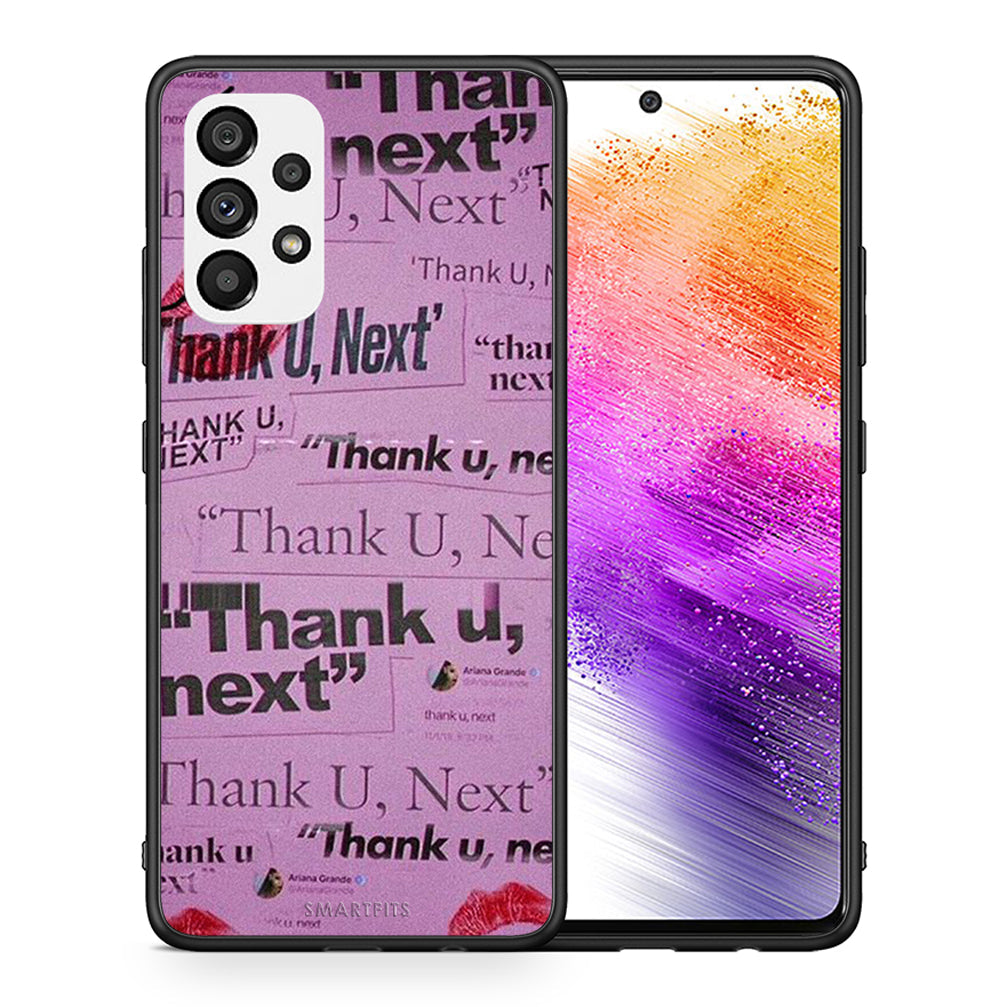 Θήκη Αγίου Βαλεντίνου Samsung A73 5G Thank You Next από τη Smartfits με σχέδιο στο πίσω μέρος και μαύρο περίβλημα | Samsung A73 5G Thank You Next case with colorful back and black bezels