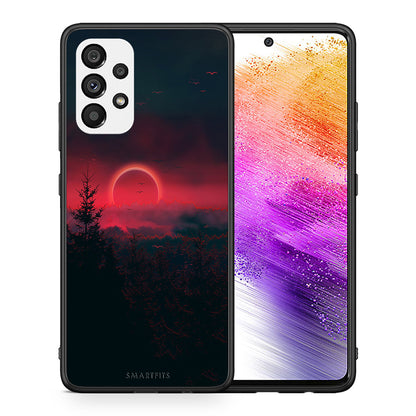 Θήκη Samsung A73 5G Sunset Tropic από τη Smartfits με σχέδιο στο πίσω μέρος και μαύρο περίβλημα | Samsung A73 5G Sunset Tropic case with colorful back and black bezels