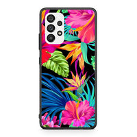 Thumbnail for Samsung A73 5G Tropical Flowers θήκη από τη Smartfits με σχέδιο στο πίσω μέρος και μαύρο περίβλημα | Smartphone case with colorful back and black bezels by Smartfits