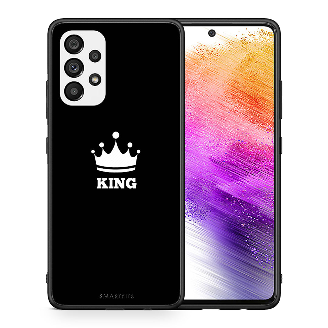 Θήκη Samsung A73 5G King Valentine από τη Smartfits με σχέδιο στο πίσω μέρος και μαύρο περίβλημα | Samsung A73 5G King Valentine case with colorful back and black bezels