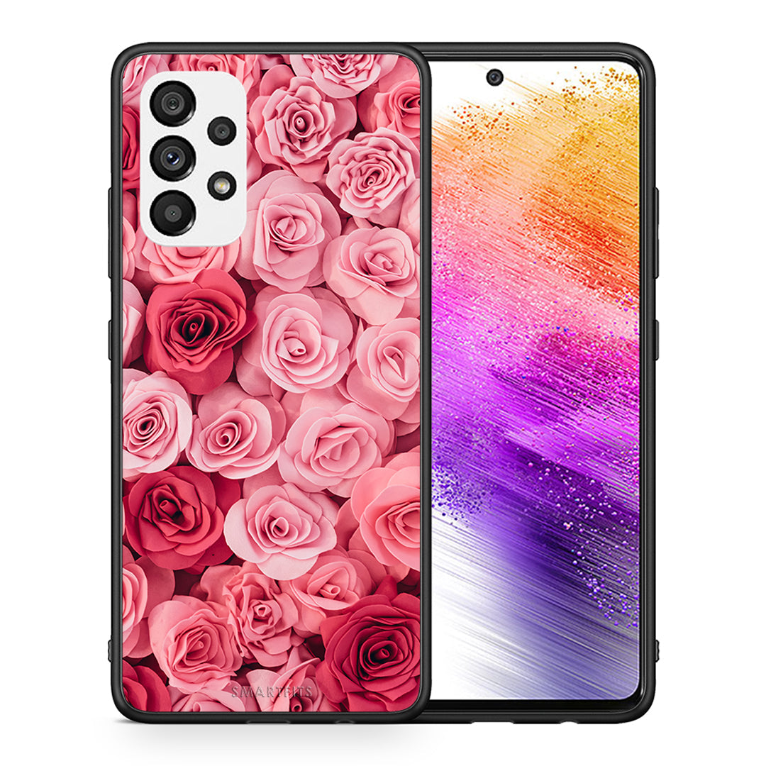 Θήκη Samsung A73 5G RoseGarden Valentine από τη Smartfits με σχέδιο στο πίσω μέρος και μαύρο περίβλημα | Samsung A73 5G RoseGarden Valentine case with colorful back and black bezels