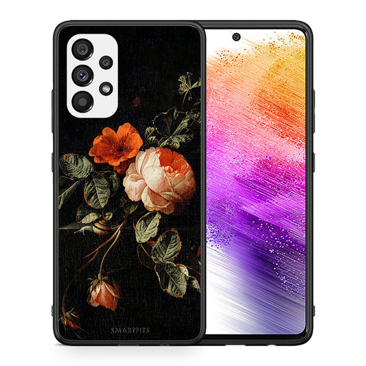 Θήκη Samsung A73 5G Vintage Roses από τη Smartfits με σχέδιο στο πίσω μέρος και μαύρο περίβλημα | Samsung A73 5G Vintage Roses case with colorful back and black bezels