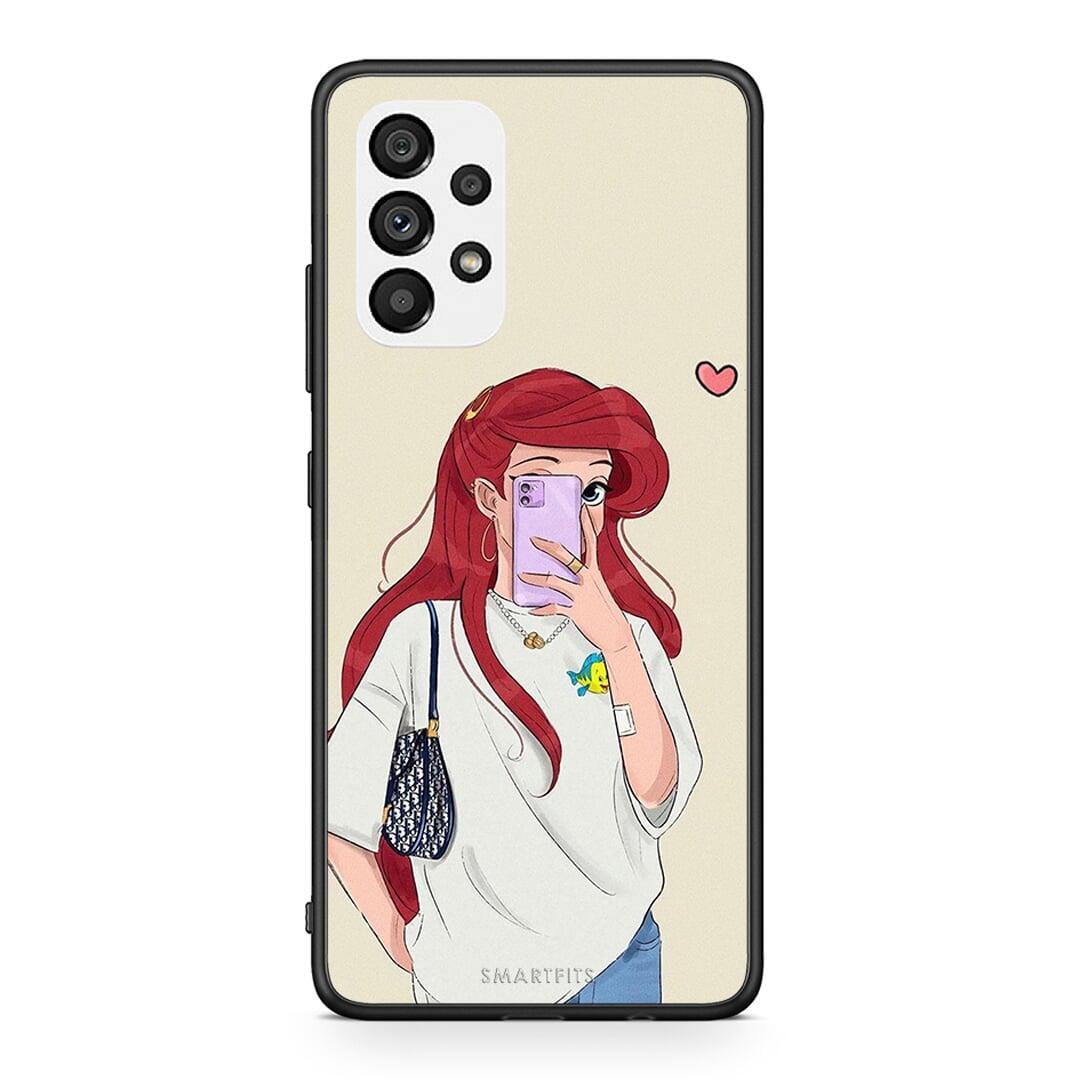 Samsung A73 5G Walking Mermaid Θήκη από τη Smartfits με σχέδιο στο πίσω μέρος και μαύρο περίβλημα | Smartphone case with colorful back and black bezels by Smartfits