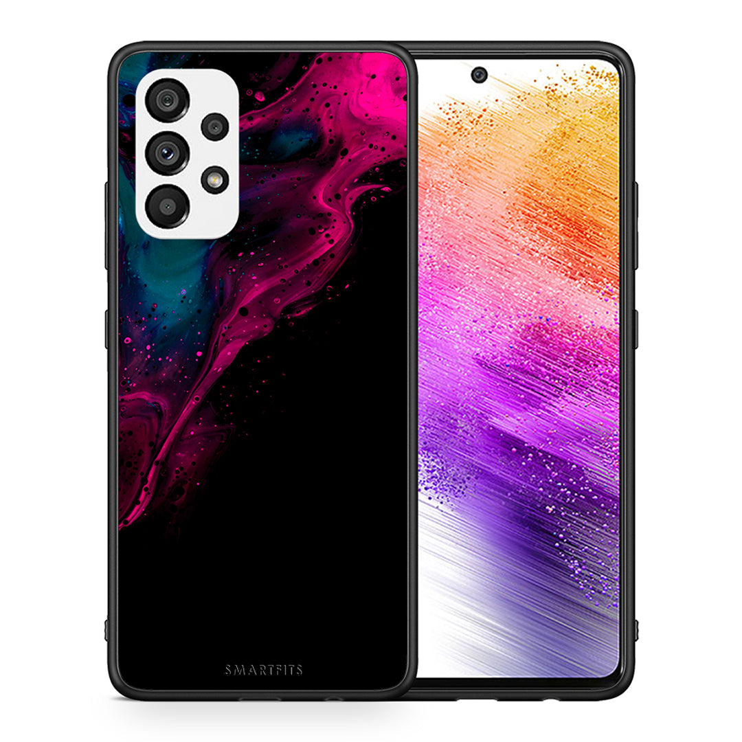 Θήκη Samsung A73 5G Pink Black Watercolor από τη Smartfits με σχέδιο στο πίσω μέρος και μαύρο περίβλημα | Samsung A73 5G Pink Black Watercolor case with colorful back and black bezels