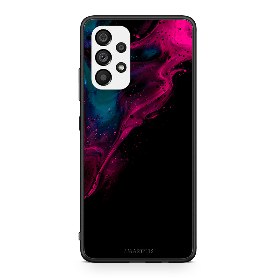 4 - Samsung A73 5G Pink Black Watercolor case, cover, bumper