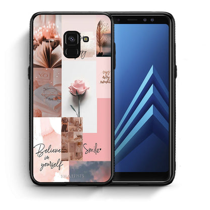 Θήκη Samsung A8 Aesthetic Collage από τη Smartfits με σχέδιο στο πίσω μέρος και μαύρο περίβλημα | Samsung A8 Aesthetic Collage case with colorful back and black bezels