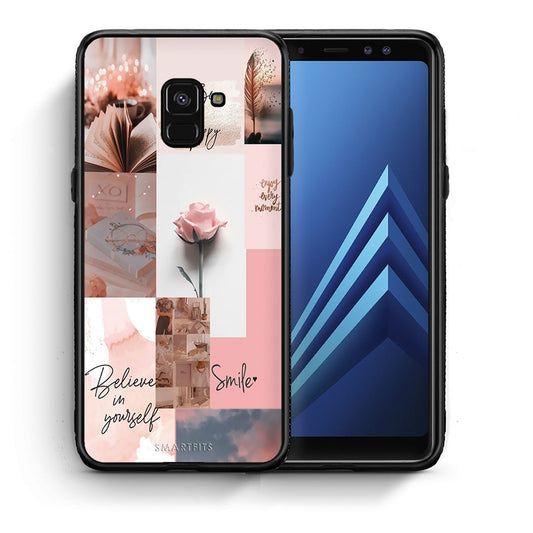 Θήκη Samsung A8 Aesthetic Collage από τη Smartfits με σχέδιο στο πίσω μέρος και μαύρο περίβλημα | Samsung A8 Aesthetic Collage case with colorful back and black bezels