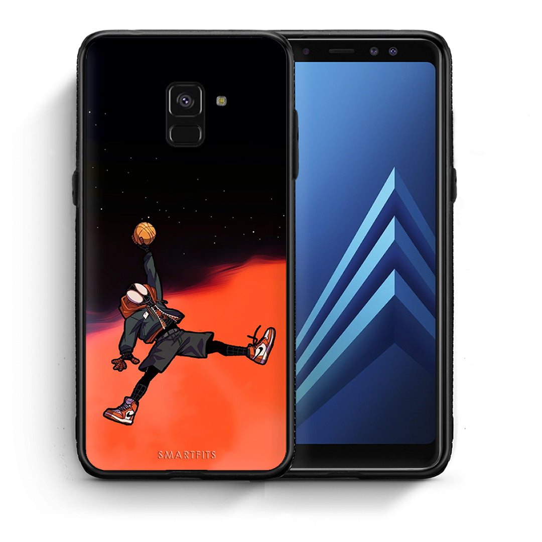 Θήκη Samsung A8 Basketball Hero από τη Smartfits με σχέδιο στο πίσω μέρος και μαύρο περίβλημα | Samsung A8 Basketball Hero case with colorful back and black bezels