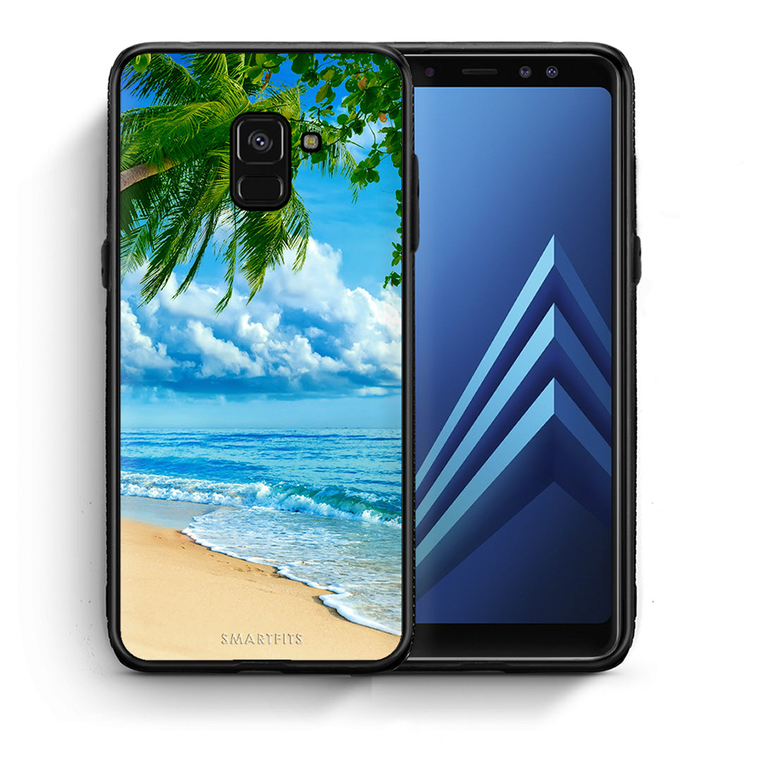 Θήκη Samsung A8 Beautiful Beach από τη Smartfits με σχέδιο στο πίσω μέρος και μαύρο περίβλημα | Samsung A8 Beautiful Beach case with colorful back and black bezels