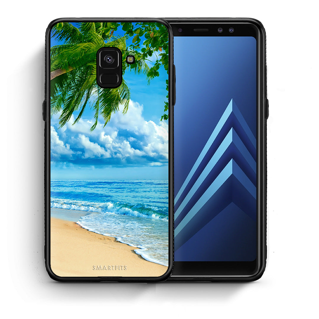 Θήκη Samsung A8 Beautiful Beach από τη Smartfits με σχέδιο στο πίσω μέρος και μαύρο περίβλημα | Samsung A8 Beautiful Beach case with colorful back and black bezels