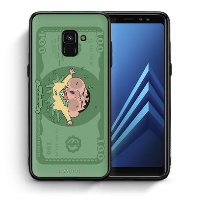 Θήκη Αγίου Βαλεντίνου Samsung A8 Big Money από τη Smartfits με σχέδιο στο πίσω μέρος και μαύρο περίβλημα | Samsung A8 Big Money case with colorful back and black bezels