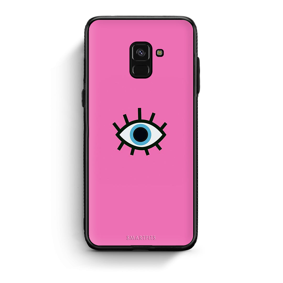Samsung A8 Blue Eye Pink θήκη από τη Smartfits με σχέδιο στο πίσω μέρος και μαύρο περίβλημα | Smartphone case with colorful back and black bezels by Smartfits