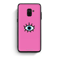 Thumbnail for Samsung A8 Blue Eye Pink θήκη από τη Smartfits με σχέδιο στο πίσω μέρος και μαύρο περίβλημα | Smartphone case with colorful back and black bezels by Smartfits